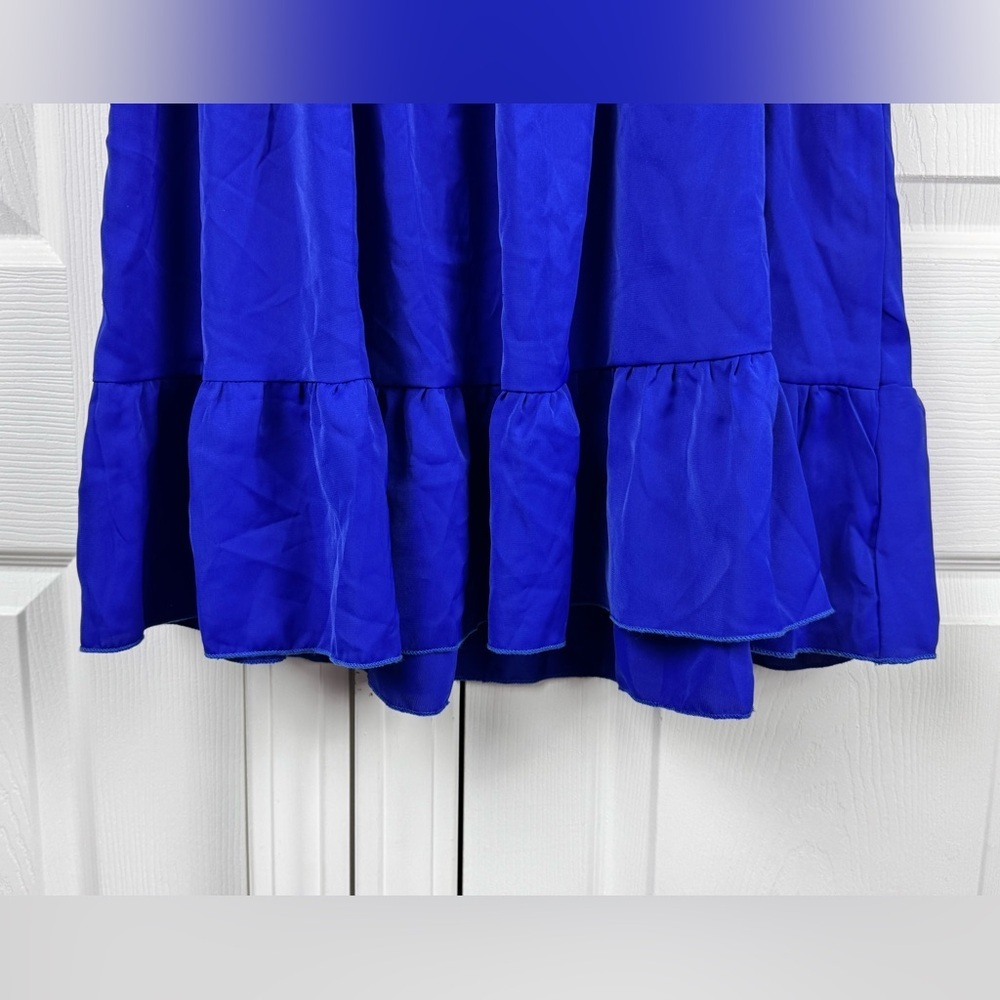 NWT Blue Smocked Off Shoulder Dress Large Stretchy Boho Mini - Picture 5 of 8
